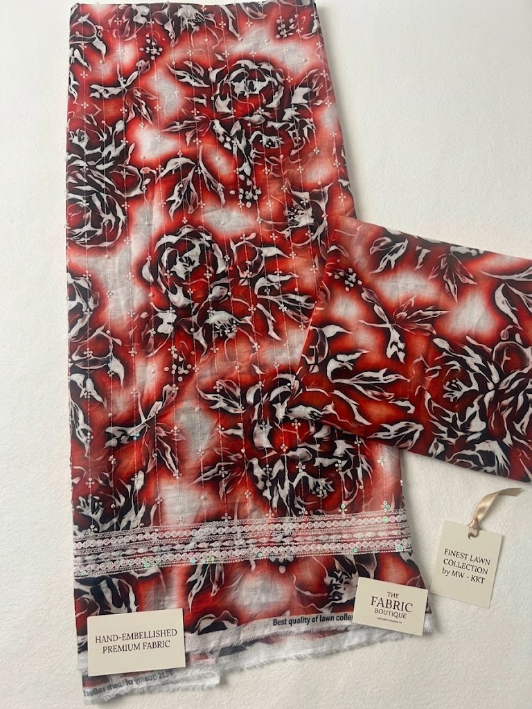 2 piece lawn printed sequence and moti work d2