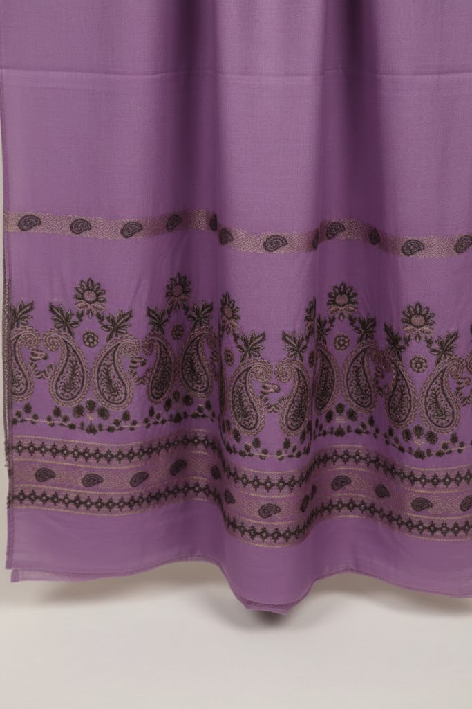 Lawn 3 piece with light weight Jacquard shawl ( Lavender Purple).
