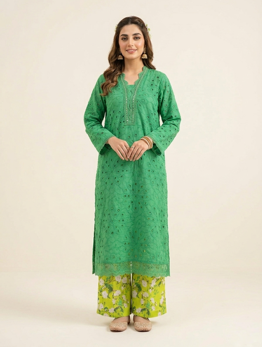Unstithed Chicken booring shirt with printed trouser D31