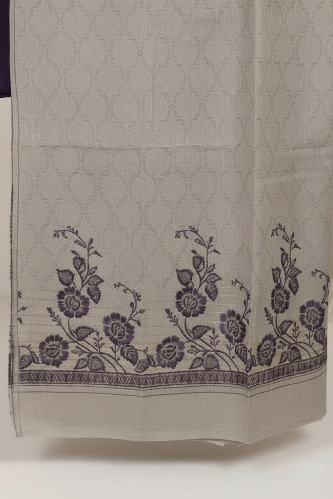 Lawn 3 piece with light weight skin Jacquard shawl ( purple 2)