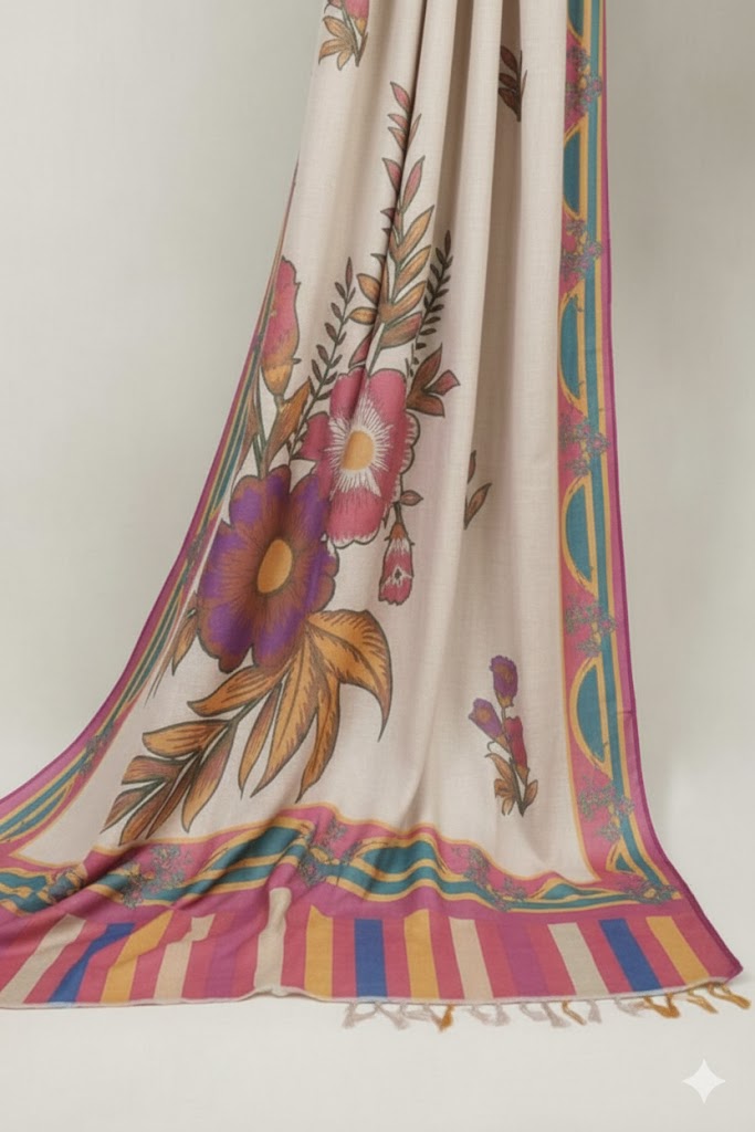 Acralic Printed Pashmina shawl (F.D)