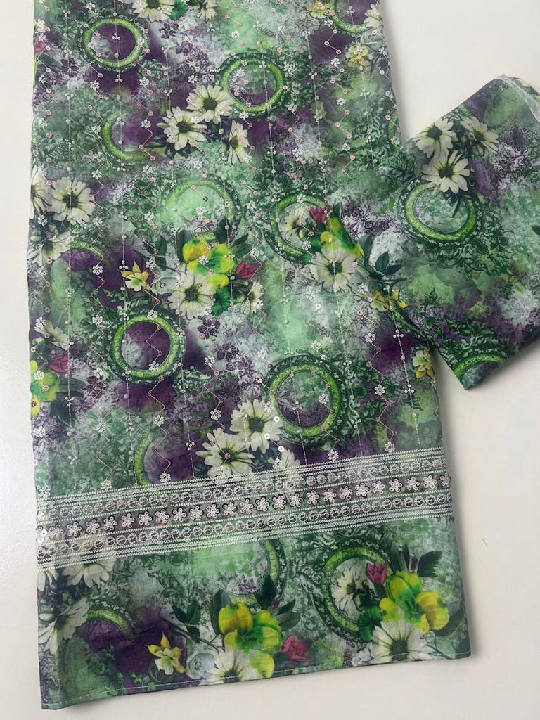 2 piece lawn printed sequence and moti work d6