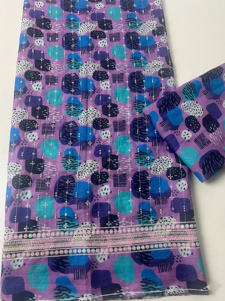 2 piece lawn printed sequence and moti work d8