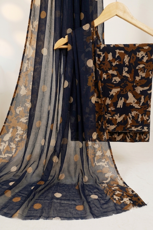 Lawn Printed 3 Piece with Bamber Dubatta BS.26.06. black (b)