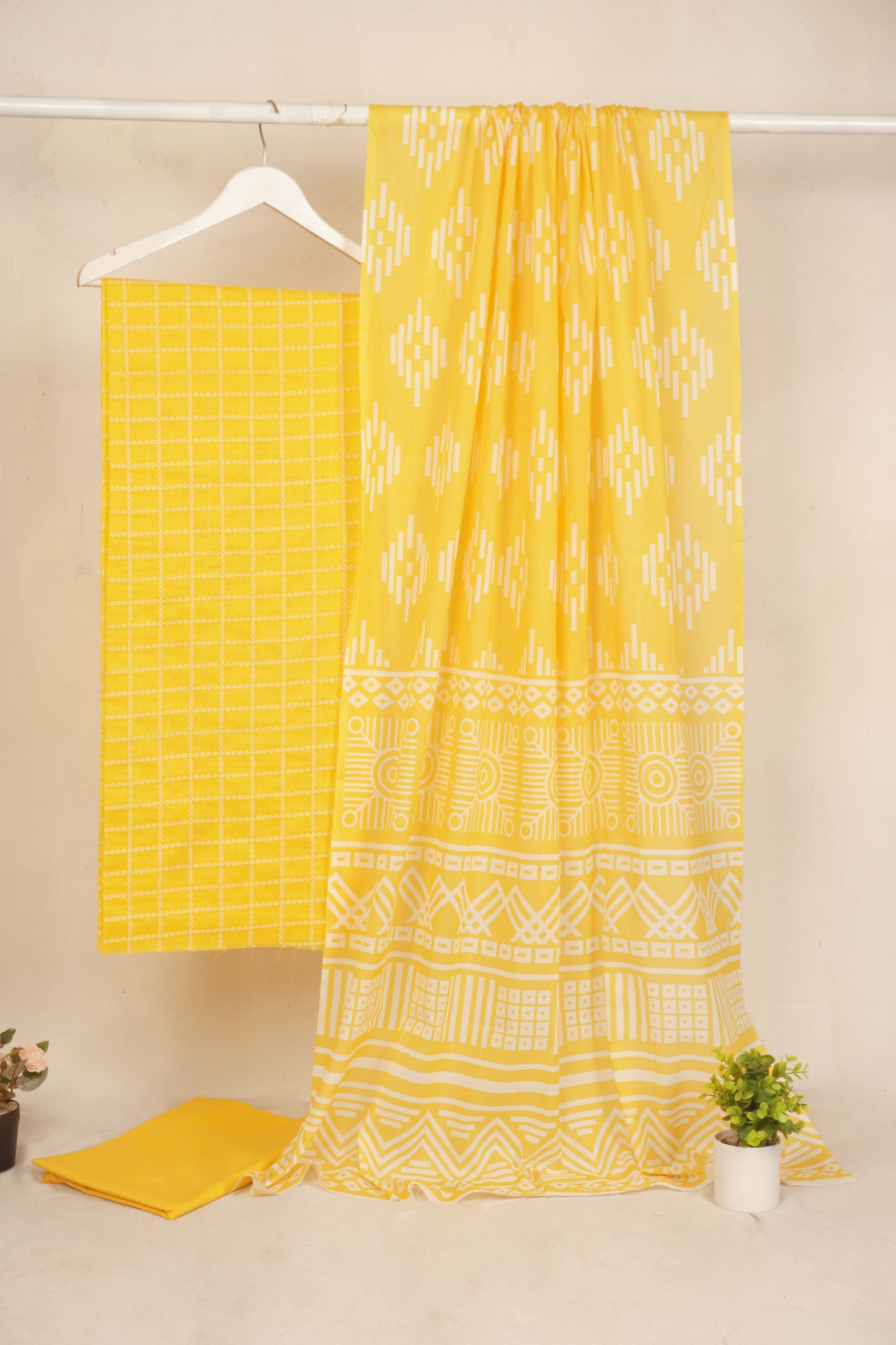 3 piece Lawn Embroided shirt with digital printed dubatta EDD5 yellow