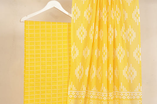 3 piece Lawn Embroided shirt with digital printed dubatta EDD5 yellow