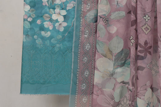 3 piece Lawn shiffon dubatta with booring shirt