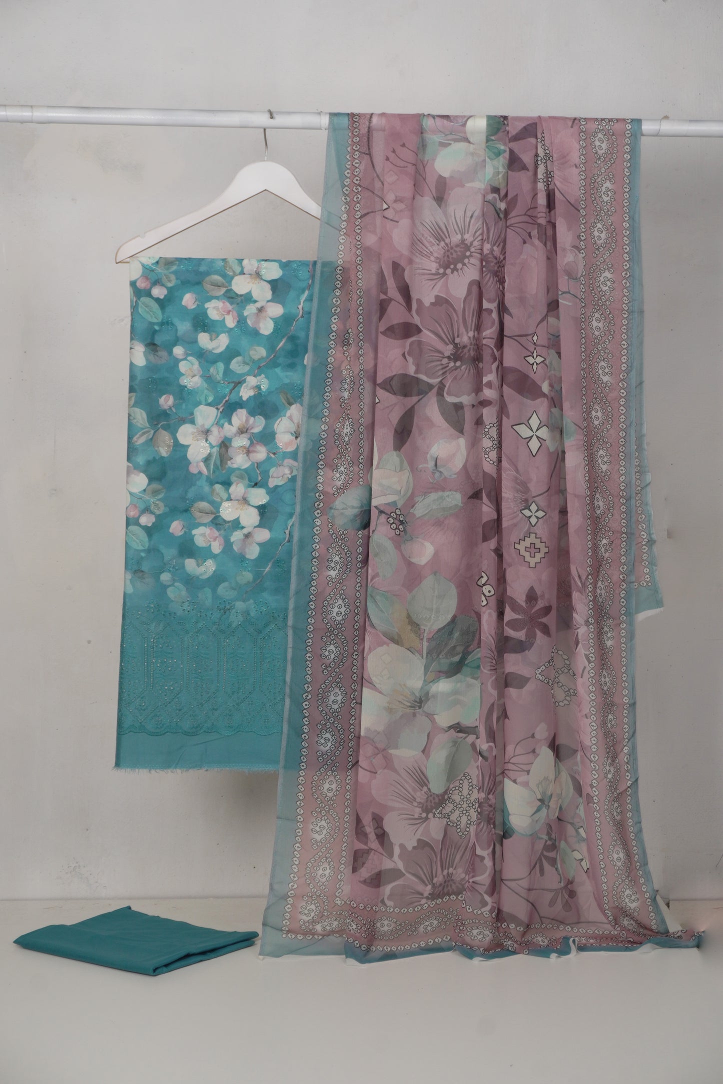 3 piece Lawn shiffon dubatta with booring shirt