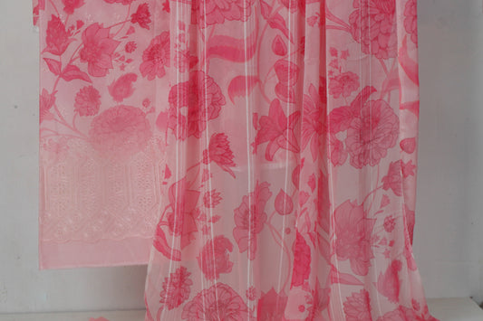 3 piece Lawn shiffon dubatta with booring shirt