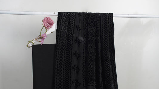 3 piece winter Palachi Shawl with Moon light Dhanak Marina shirt & Trouser (Black )