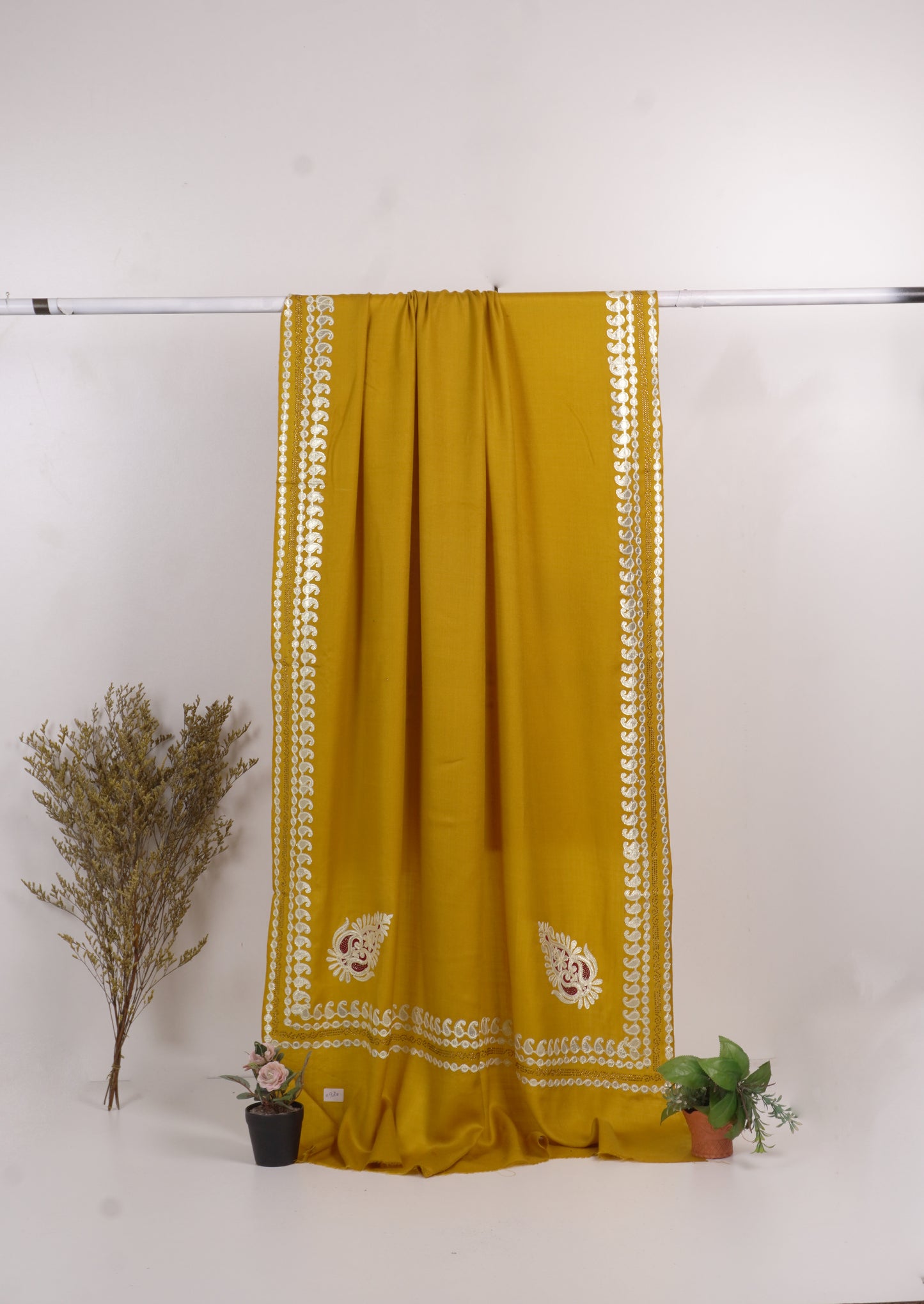 Gotta stone work acralic pashmina shawls ( musturd )