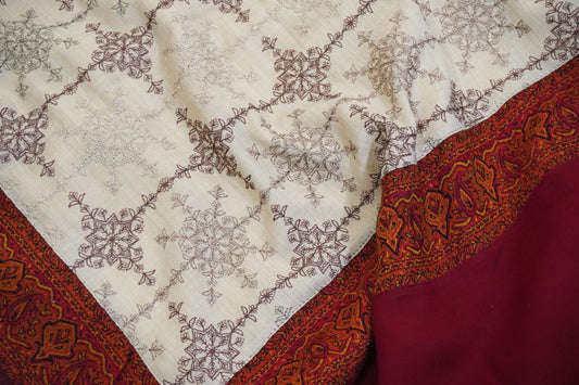 Kani Border Pashmina light skin Kashmiri Shawl