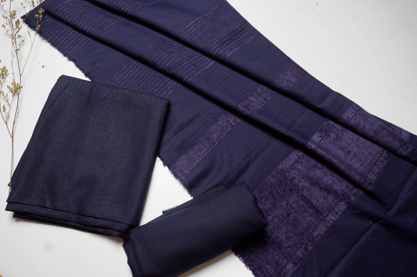 winter zriline velvet shawl with zariline shirt 3 piece (Blue )