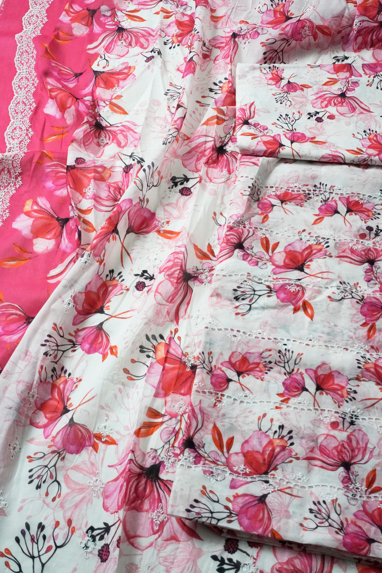 Embroided Printed lawn 3 piece shooking