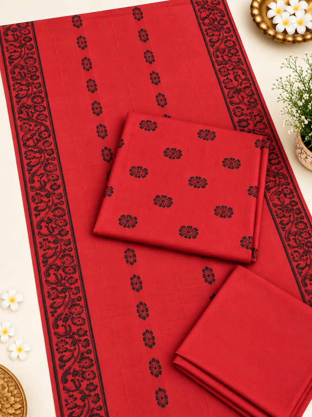 3PC MARINA MOTIF BROSHA VERY SOFT PREMIUM QUALITY WINTER COLLECTION ( Red )