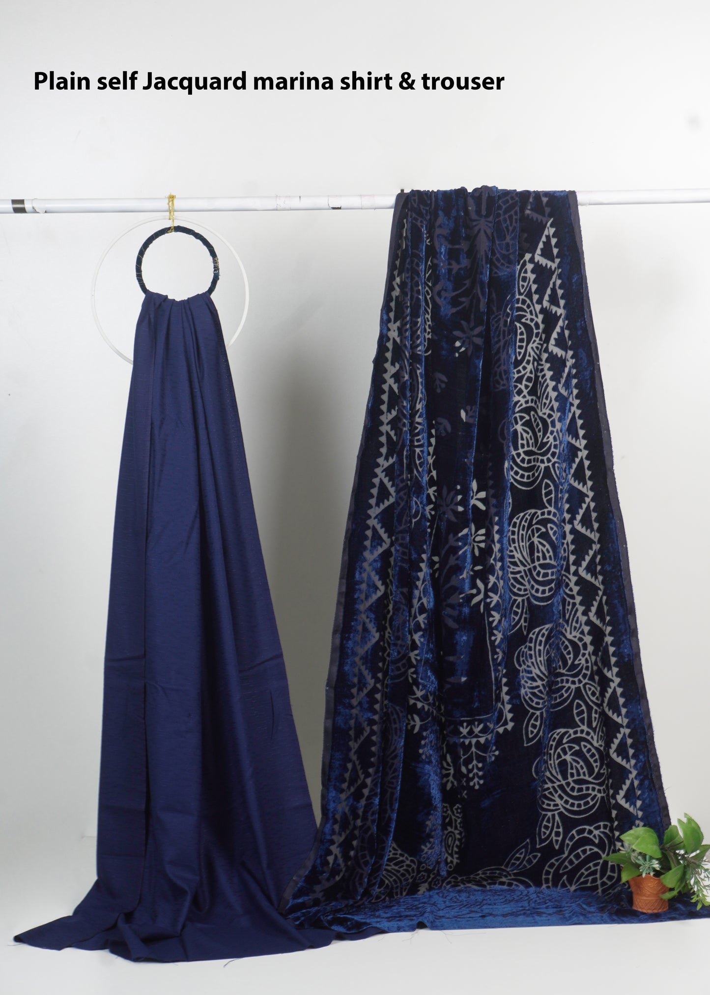 3 piece winter Palachi Shawl with Self Jacquard marian Shirt& trouser (Royal blue )