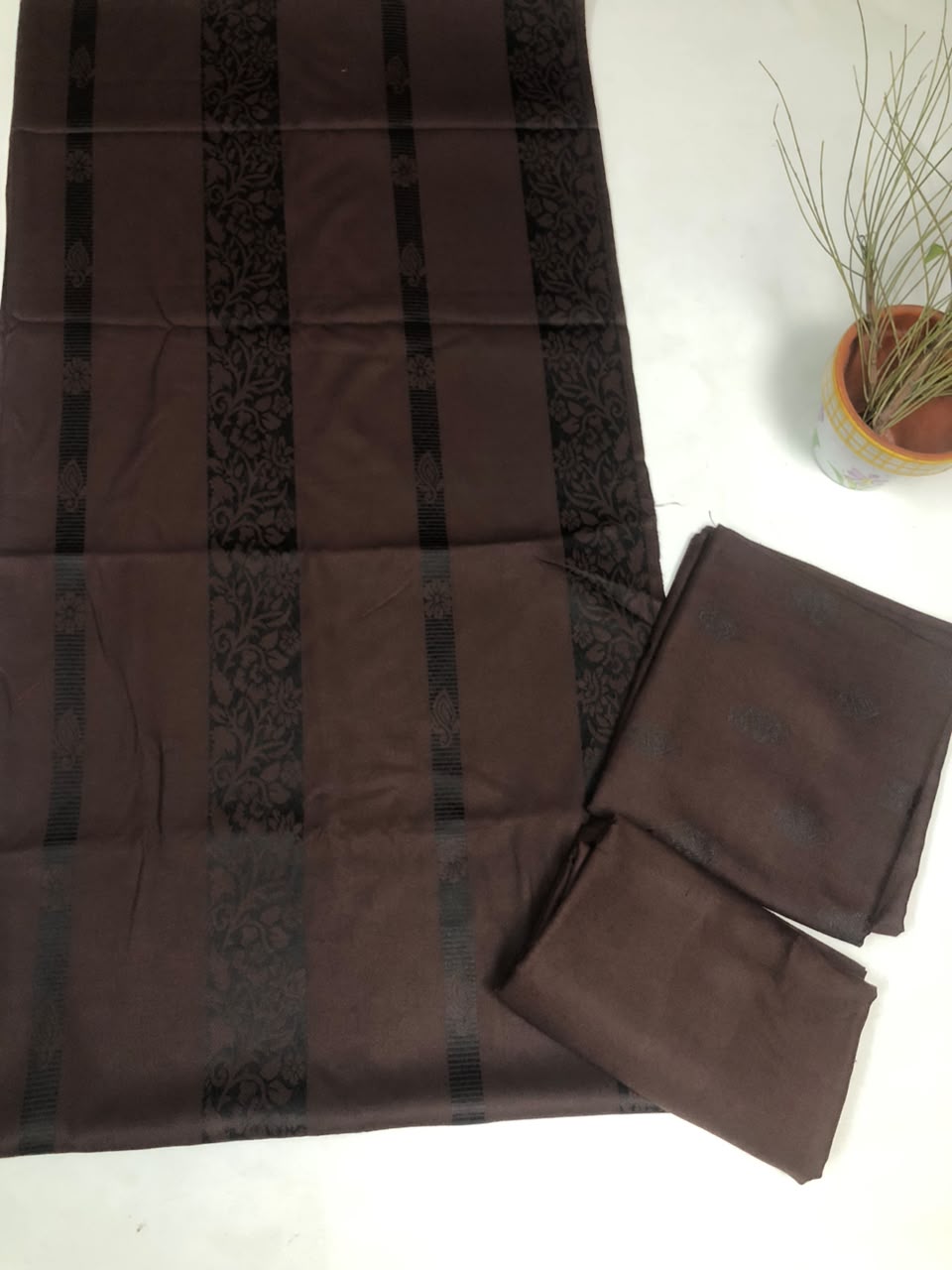 3PC MARINA MOTIF BROSHA VERY SOFT PREMIUM QUALITY WINTER COLLECTION (chocolate)