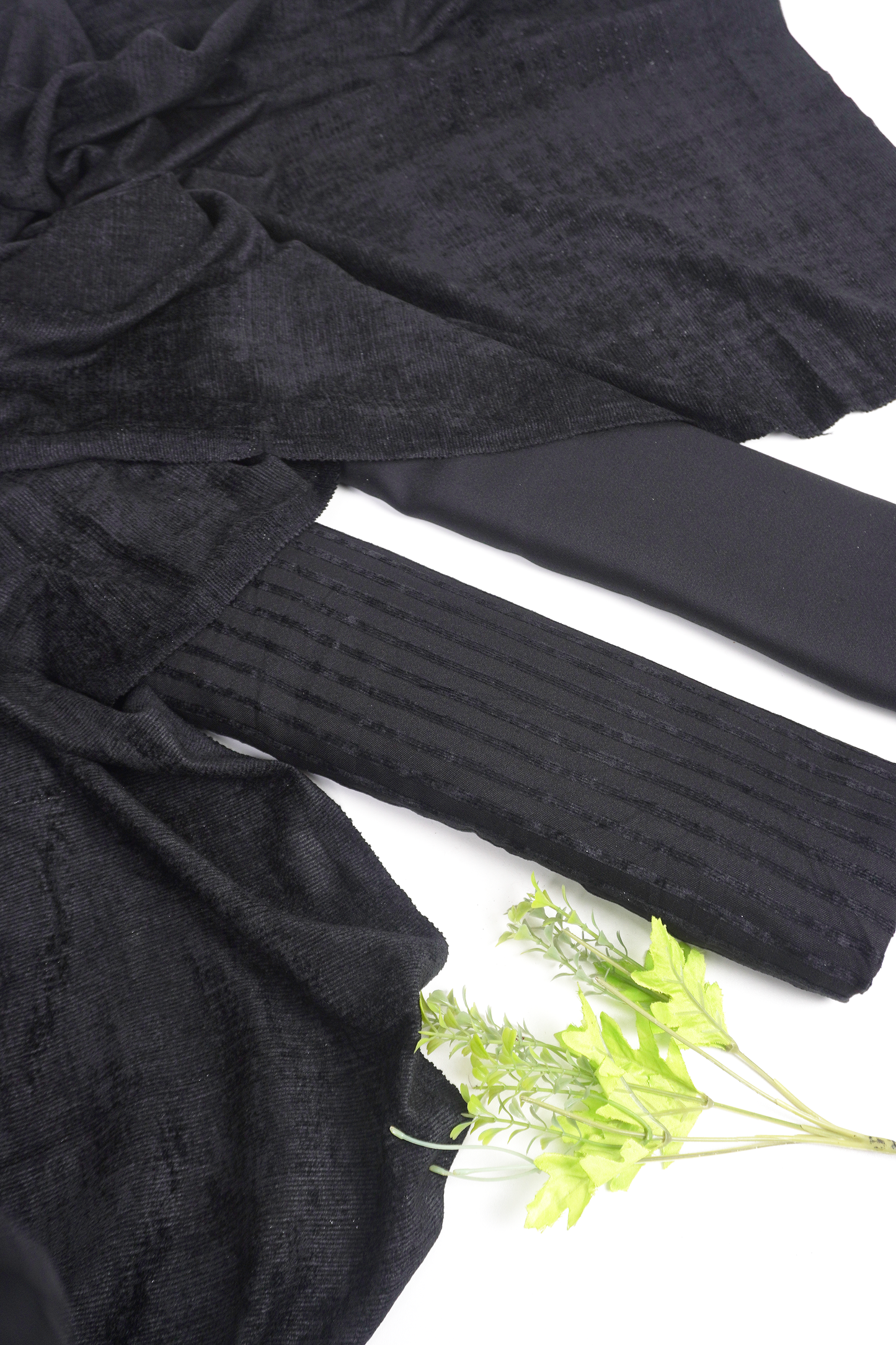 winter wool velvet shawl 3 piece (black)
