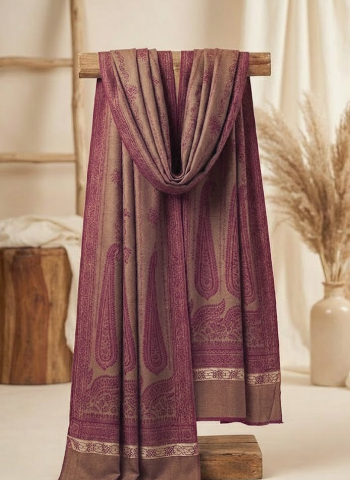 self jacquard pashmina shawl ( skin pnk)