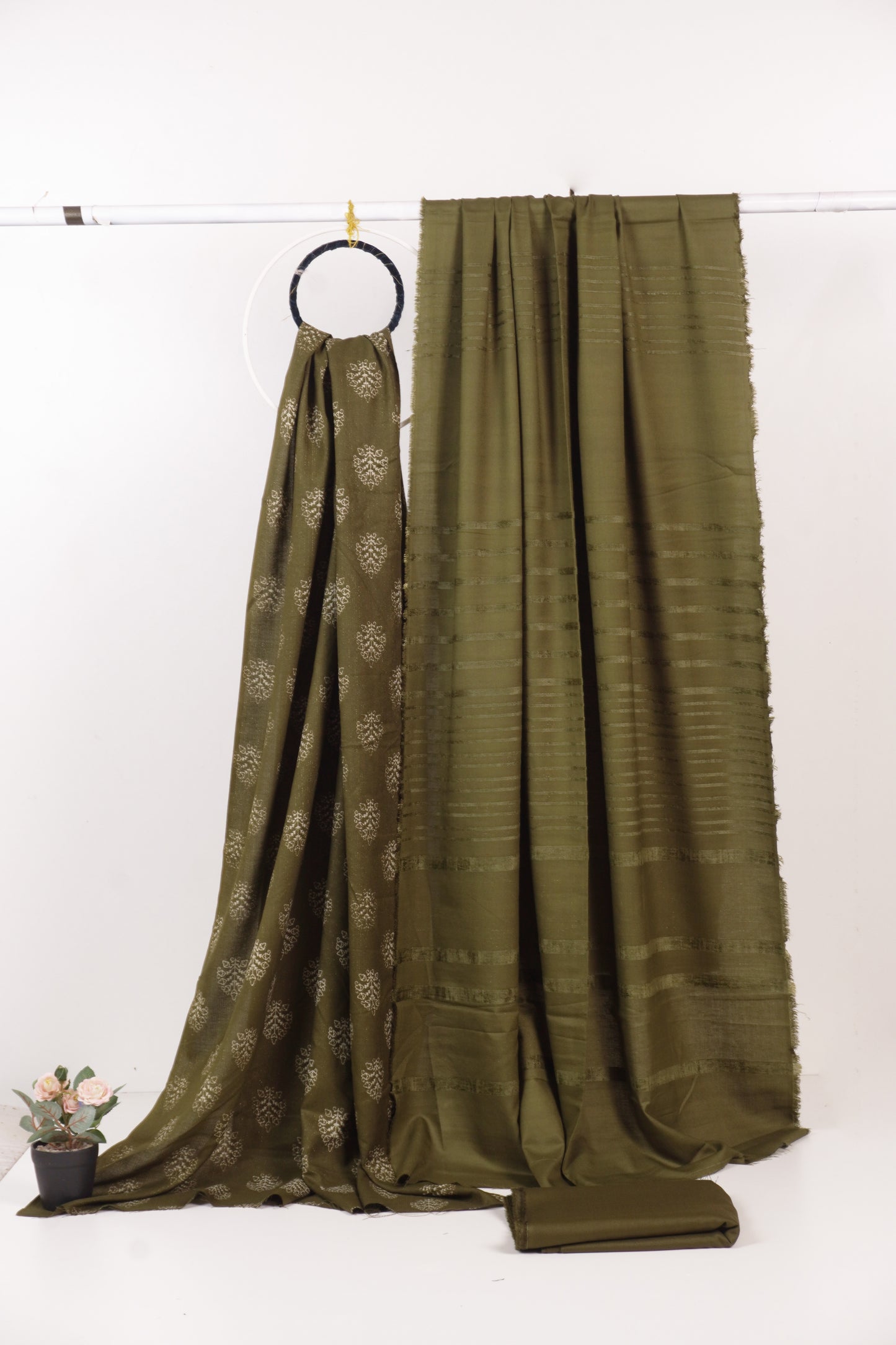 3 piece moon light lakahni print with Alpine Velvet Dubatta (Mehndi)