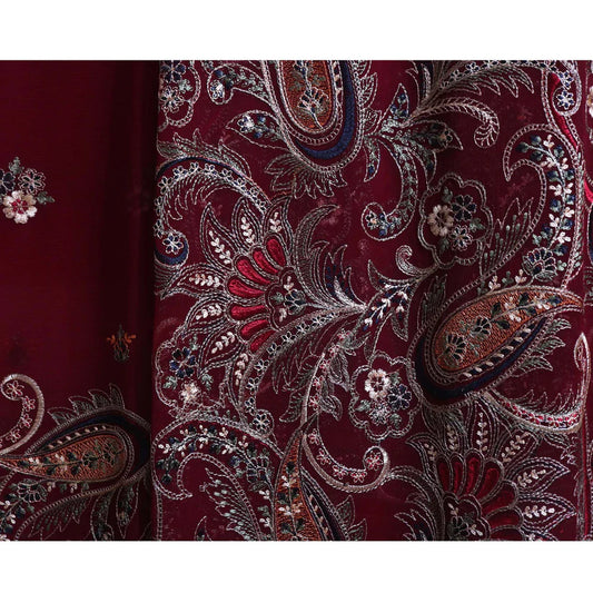 Breeze Heavy Embroidered Chiffon maroon cs1