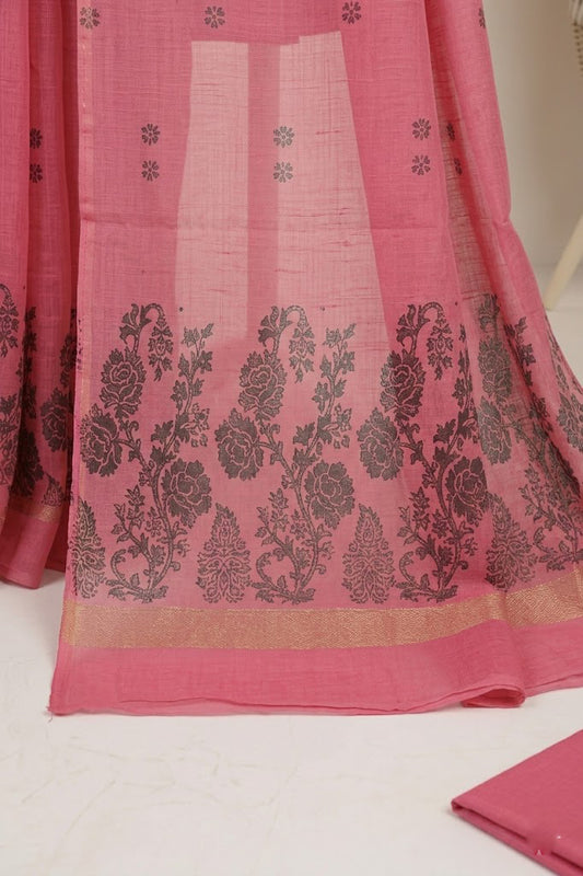 Lawn 3 piece with light weight Jacquard shawl pink aw