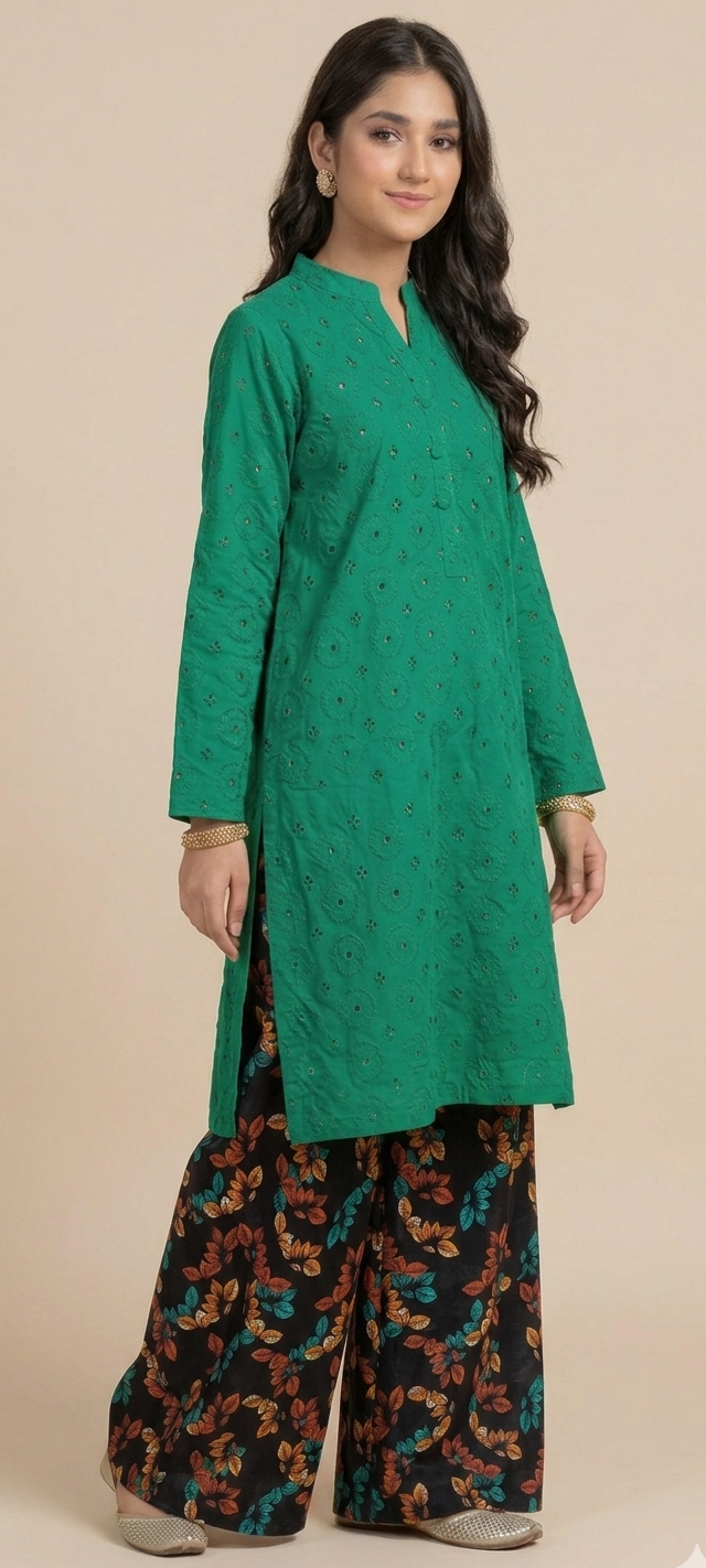 Unstithed Chicken booring shirt with printed trouser green D18