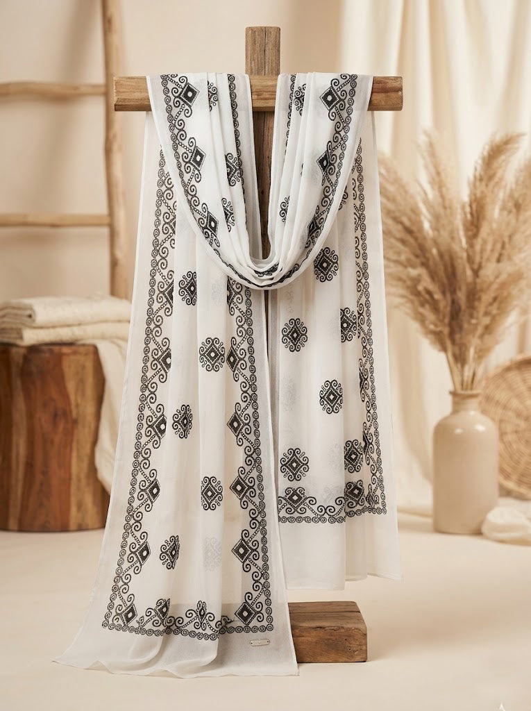 Embroidered Dyeable shiffon dubatta