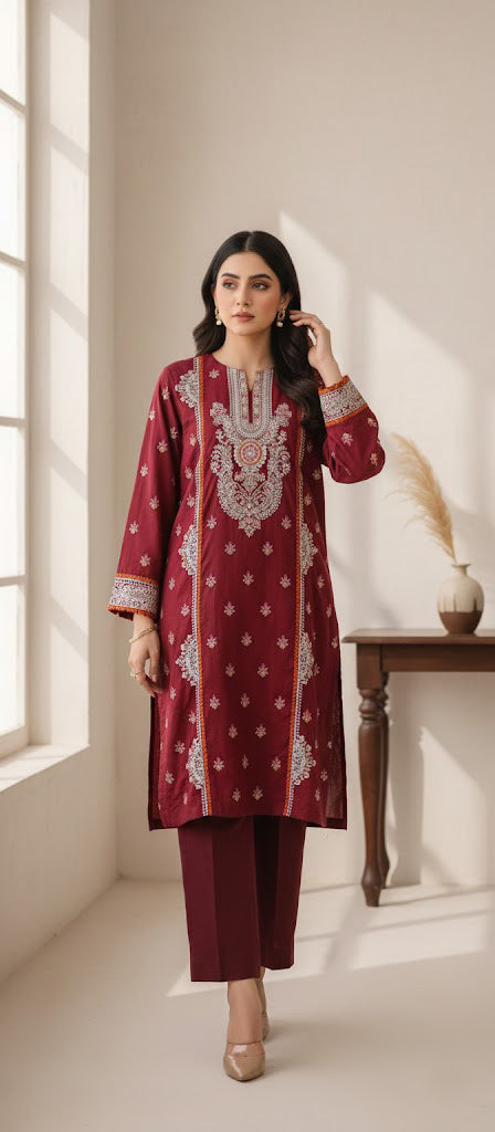 Breeze Embroided lawn 2 piece MAHROON