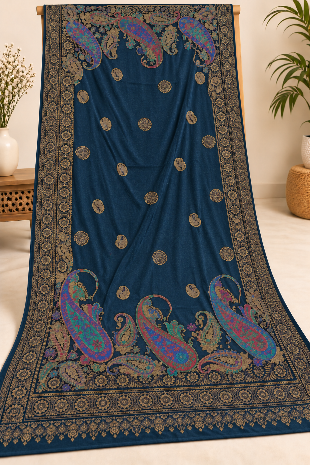 Premium Velvet Printed Shawl ( Zinc )