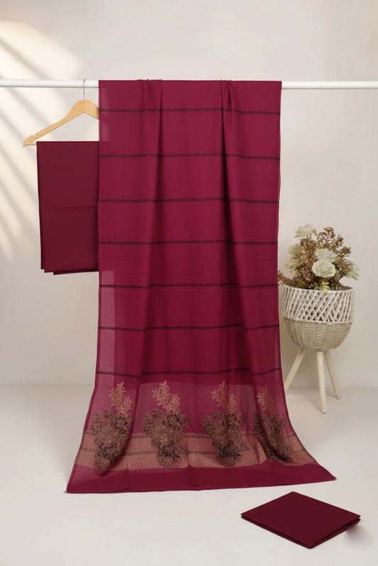 Lawn 3 piece with light weight Jacquard shawl   shooking