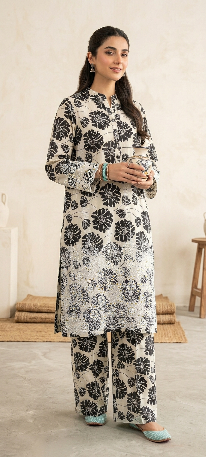 unstitch printed lawn Damman  booring 2 piece d10