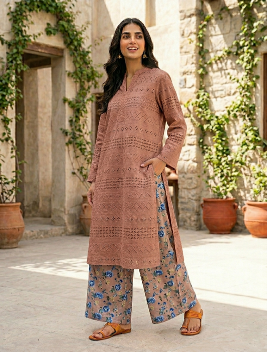 Unstithed Chicken booring shirt with printed trouser    D37
