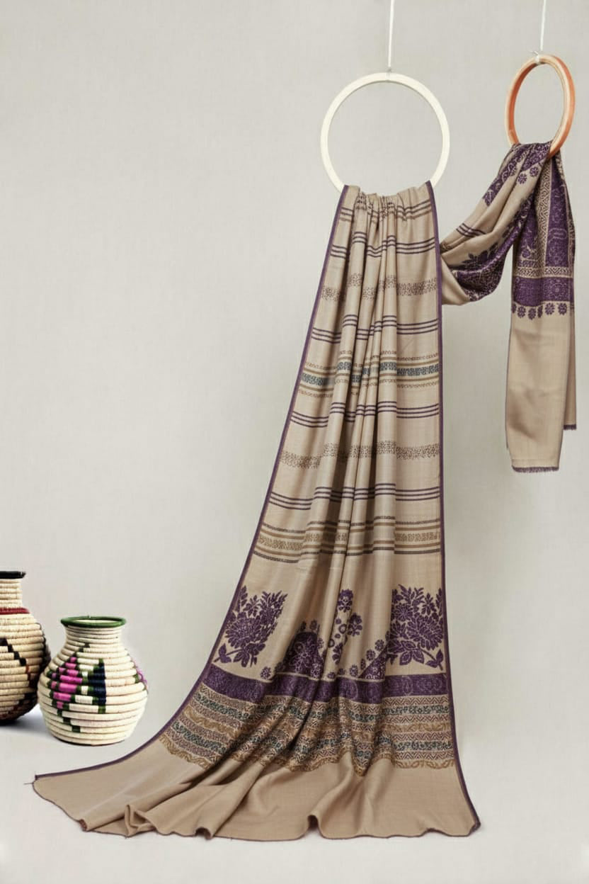 self jacquard pashmina shawl (skin purple  )