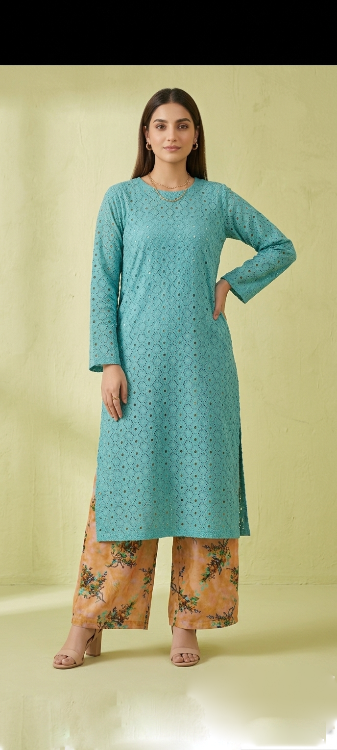 Unstithed Chicken booring shirt with printed trouser D11