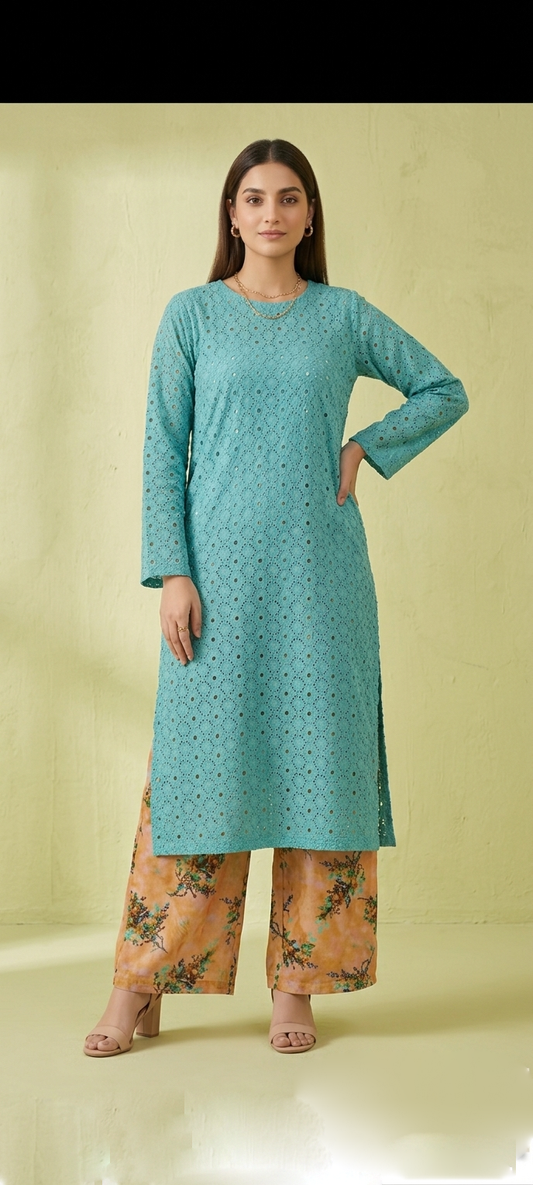 Unstithed Chicken booring shirt with printed trouser D11