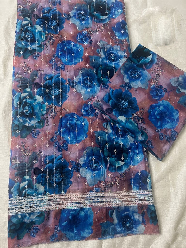 2 piece lawn printed sequence and moti work d11