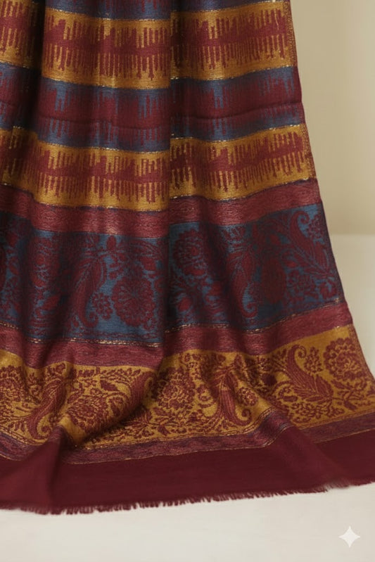 self jacquard pashmina shawl (mahroon lne )