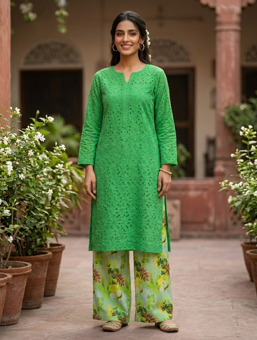 Unstithed Chicken booring shirt with printed trouser    D39