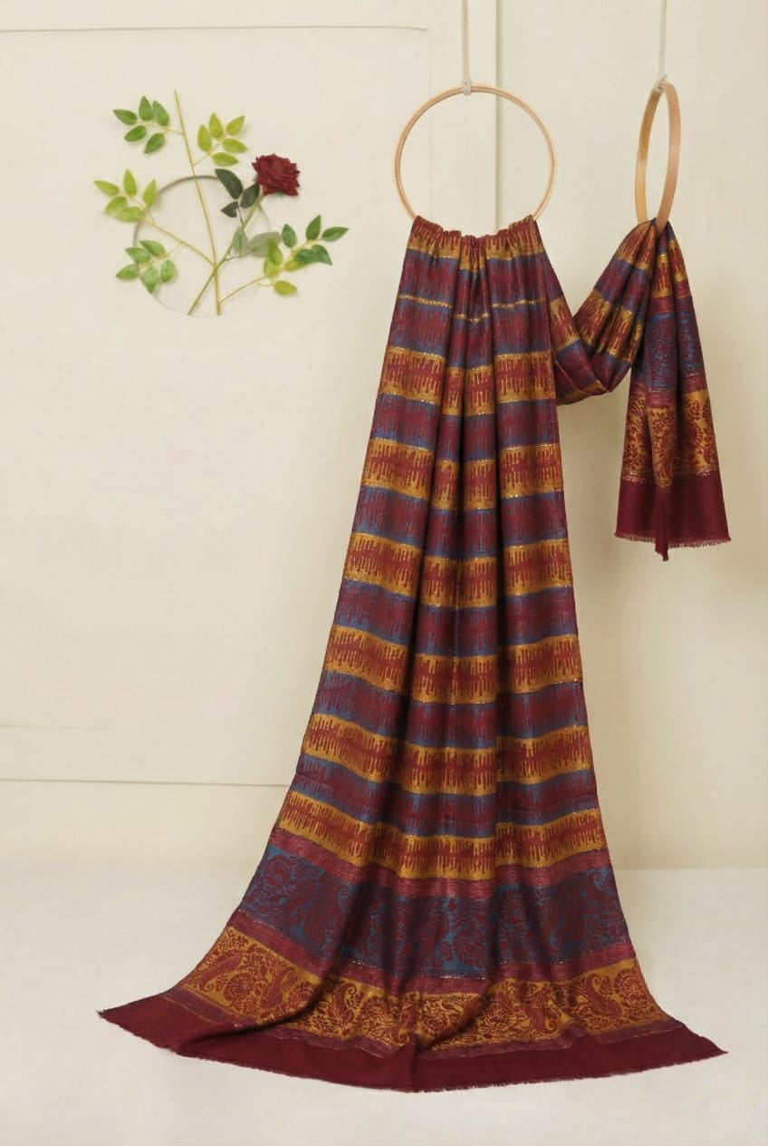 self jacquard pashmina shawl (mahroon lne )