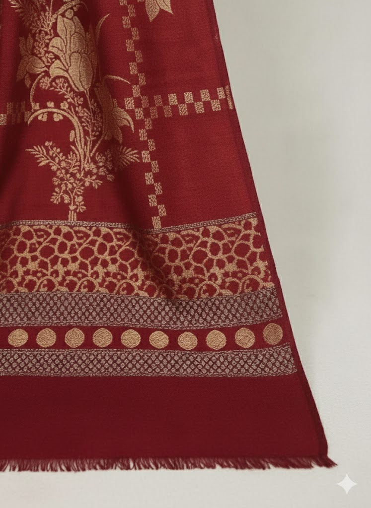 self jacquard pashmina shawl (mahroon ) 1.1