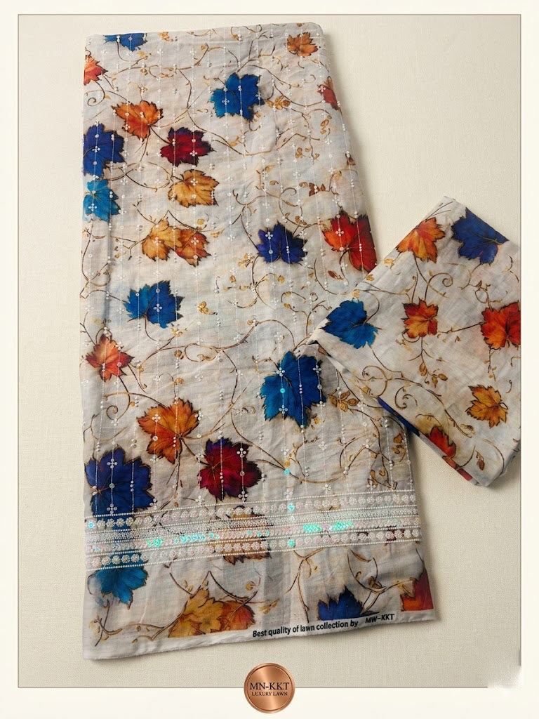 2 piece lawn printed sequence and moti work d13