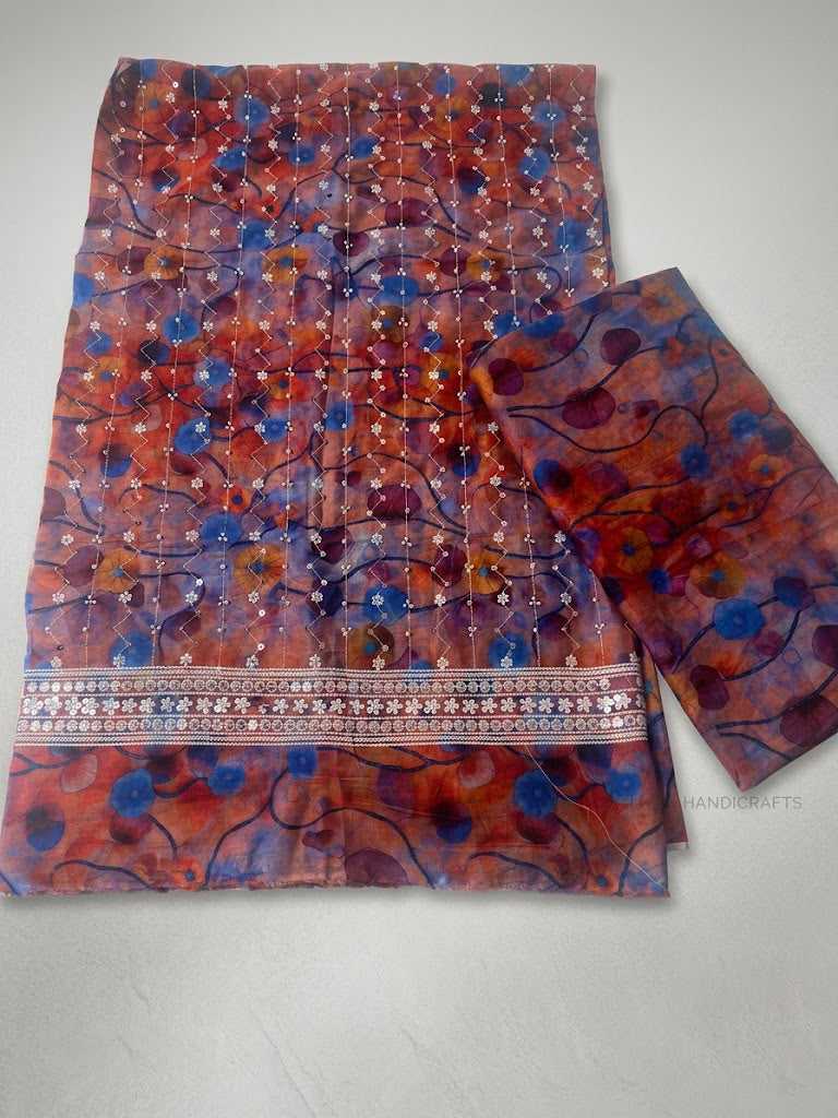2 piece lawn printed sequence and moti work d15