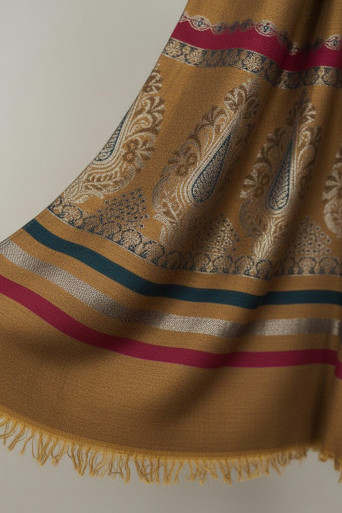 self jacquard pashmina shawl (golden mstrd )