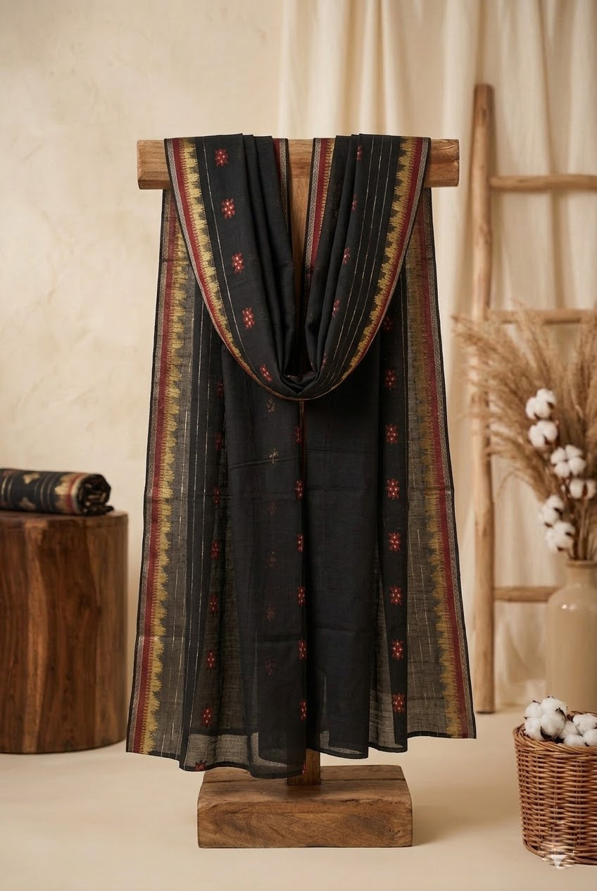 Lawn Jacquard shawl black d1