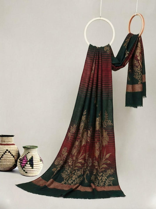 self jacquard pashmina shawl (BLACK)