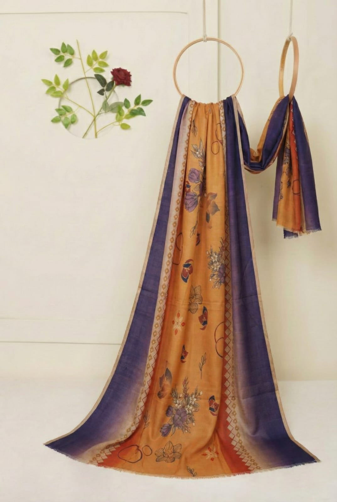 Acralic Printed  Pashmina shawl