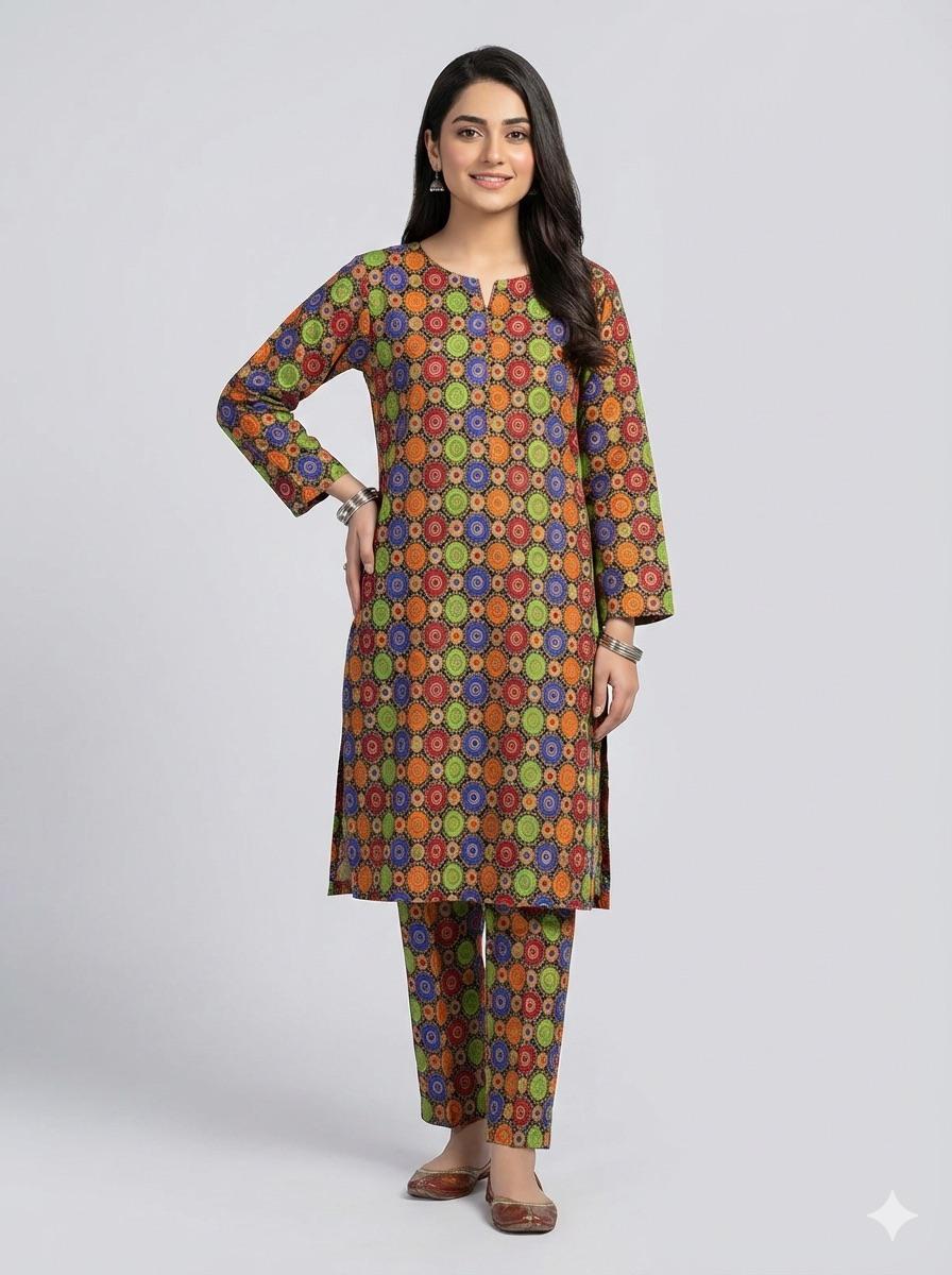 2 piece printed khaddar sk18