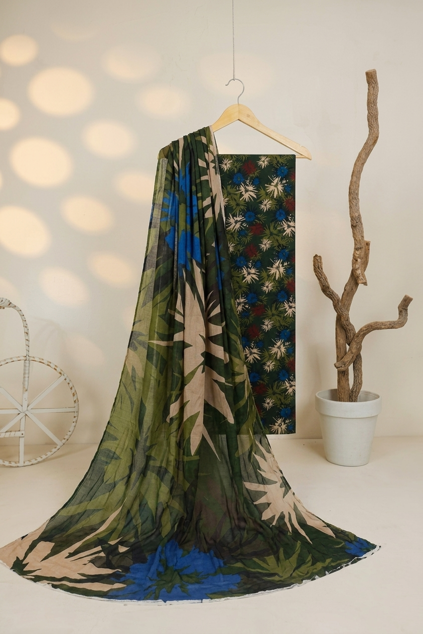 Lawn Printed 3 Piece with Bamber Dubatta BS.26.06 green