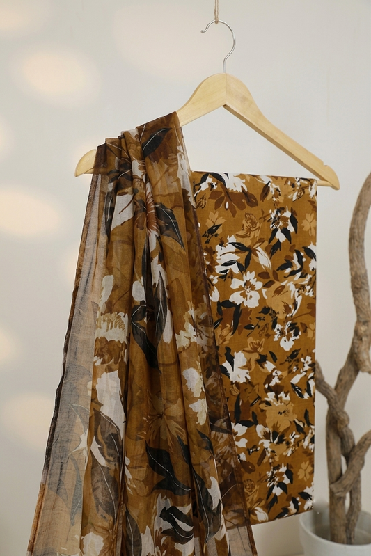 Lawn Printed 3 Piece with Bamber Dubatta BS.26.06 brown